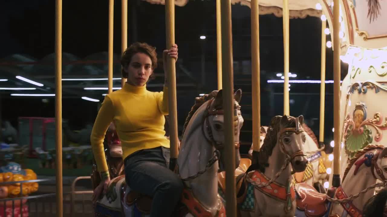 Stock Video A Young Woman Riding A Horse At A Carrousel Live Wallpaper For PC