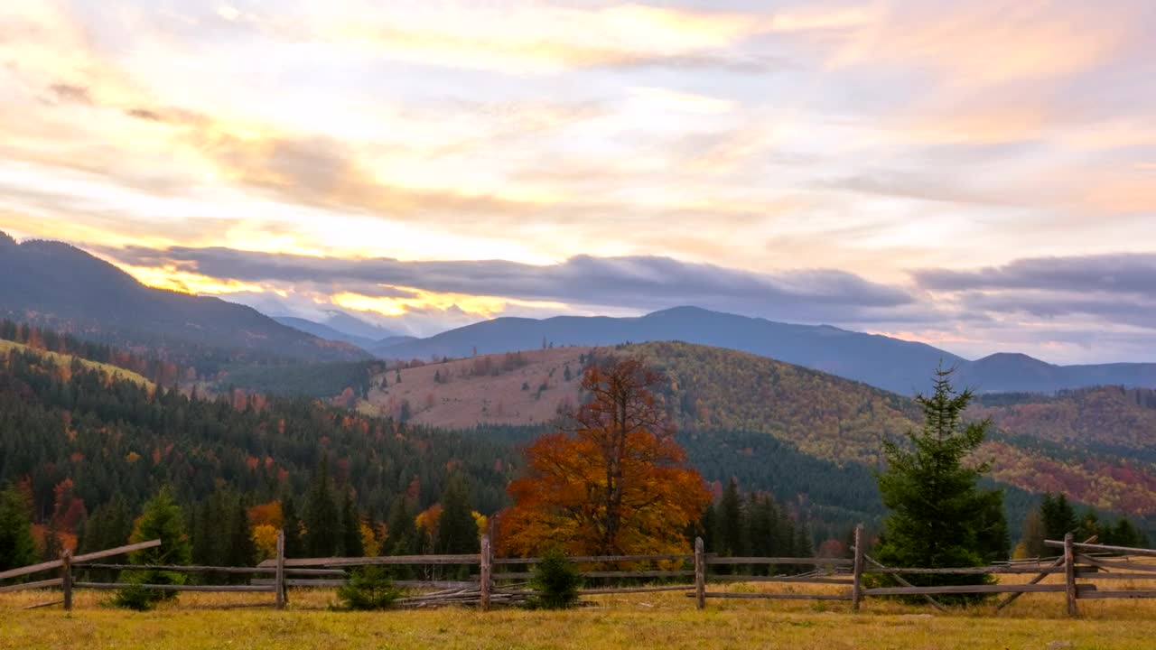 Stock Video A Wooden Fence In The Sunset Mountain Live Wallpaper For PC