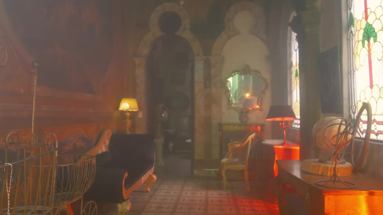 Stock Video A Woman Walking Through A Vintage House Corridor Live Wallpaper For PC