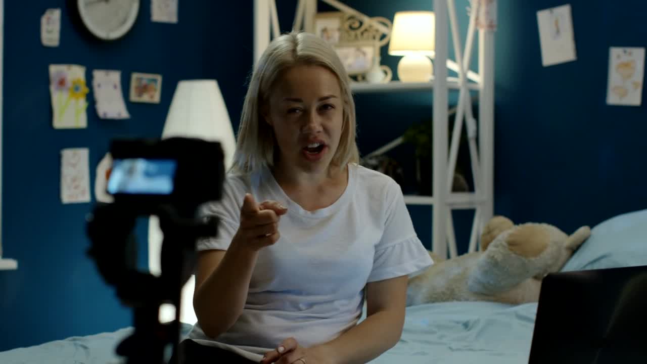 Stock Video A Woman Filming A Video In Her Bedroom Live Wallpaper For PC