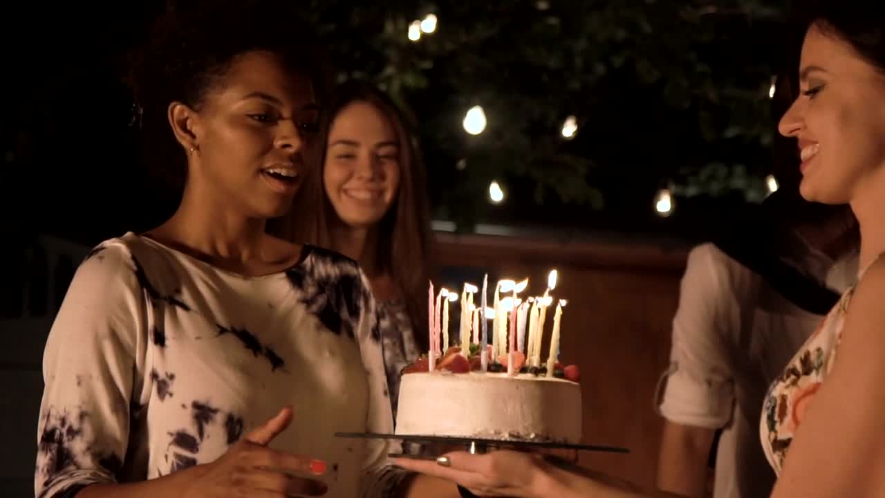 Stock Video A Woman Blows The Candles Of The Cake Live Wallpaper For PC