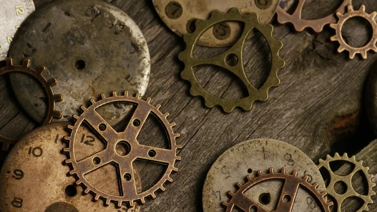 Stock Video A Variety Of Clock Gears On A Table Live Wallpaper For PC