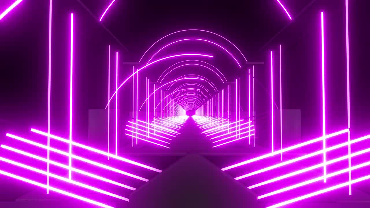 Stock Video A Tunnel With Arches Made Of Violet Light Lines Live Wallpaper For PC