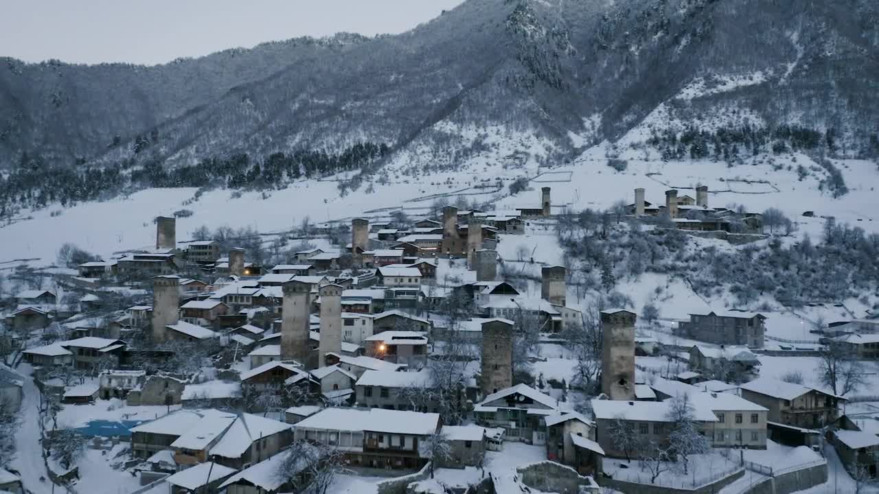 Stock Video A Town With Old Towers Covered In Snow Live Wallpaper For PC