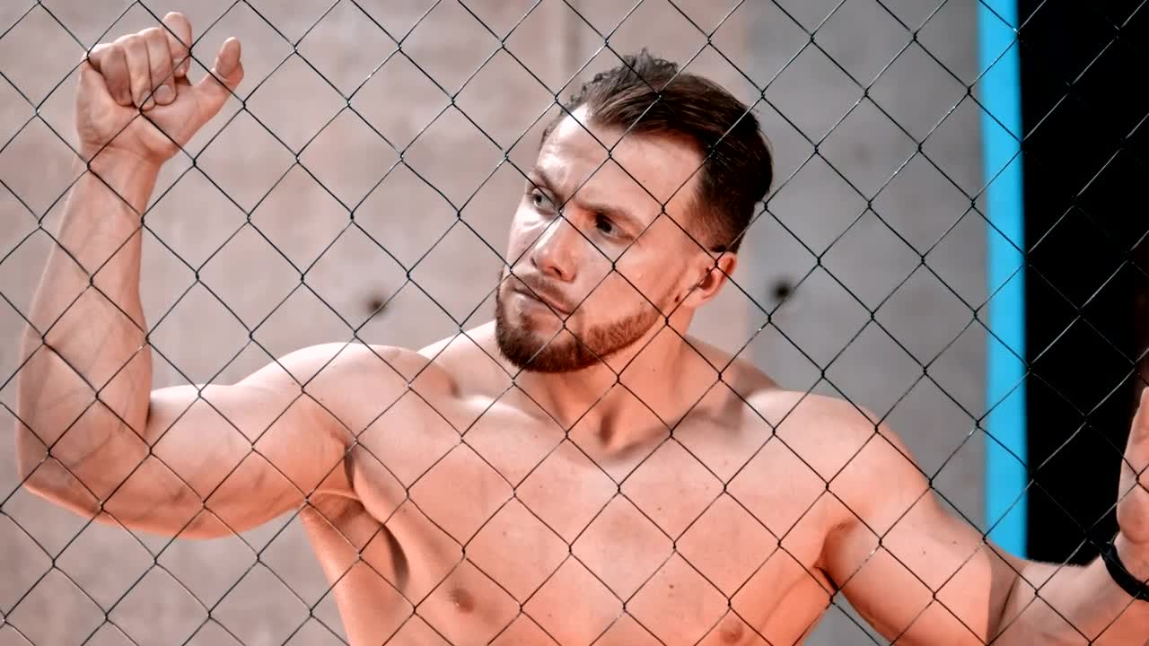 Stock Video A Shirtless Man Behind A Net In The Gym Live Wallpaper For PC