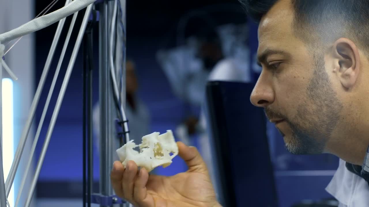 Stock Video A Scientist Studying  D Printed Skull Live Wallpaper For PC