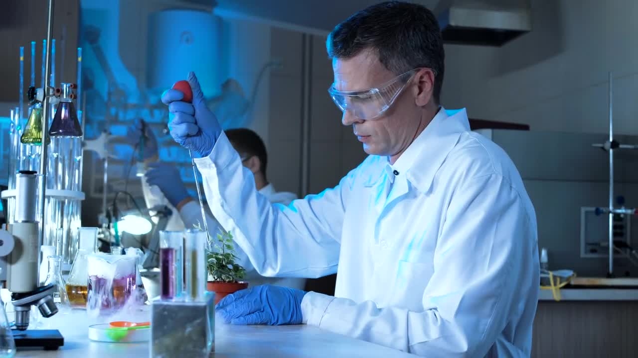 Stock Video A Scientist Experimenting With A Plant In The Lab Live Wallpaper For PC