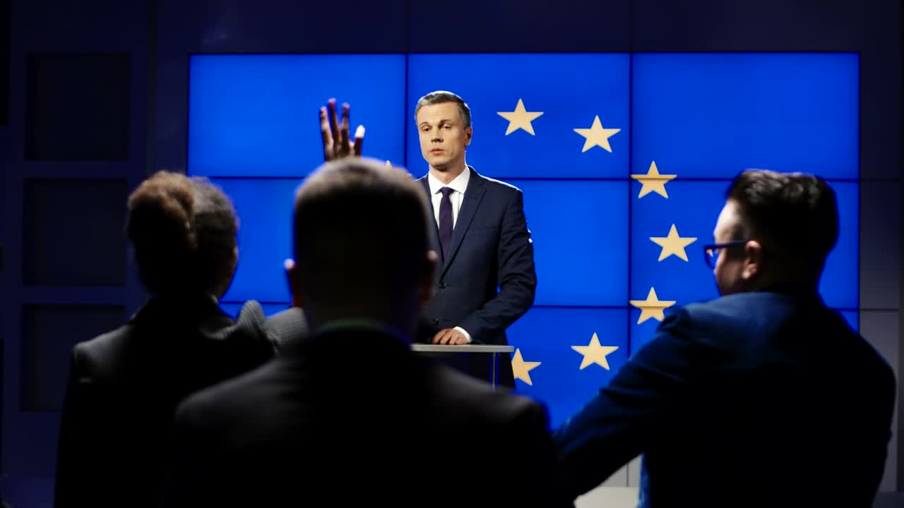 Stock Video A Politician Talking In Front Of Journalist Live Wallpaper For PC