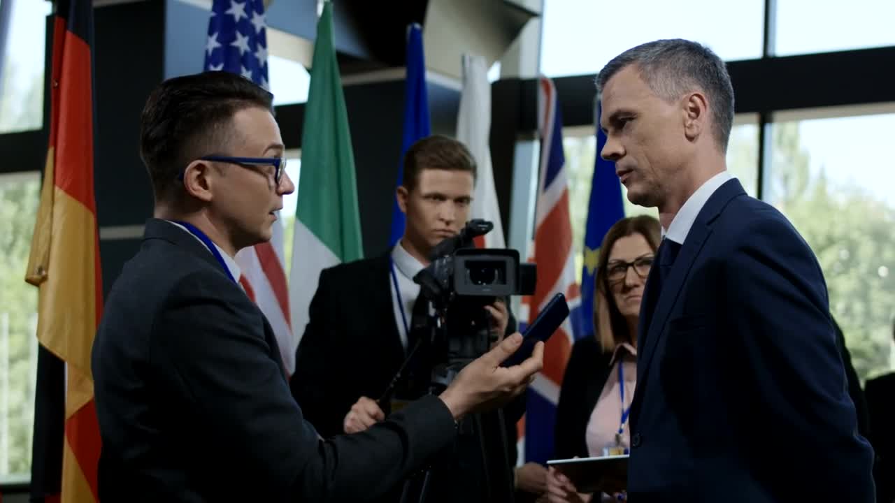 Stock Video A Politician In An International Interview Live Wallpaper For PC