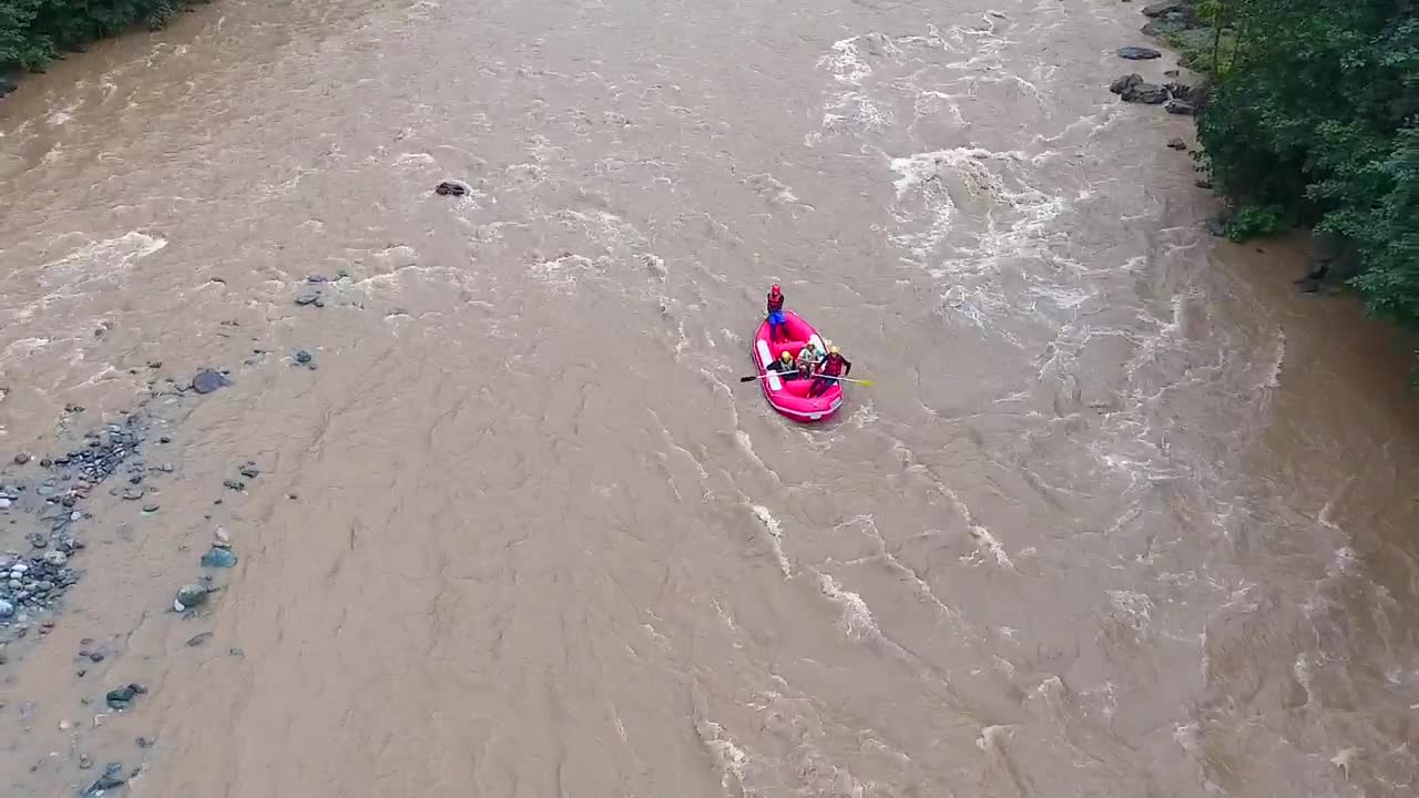 Stock Video A Pink Boat Rafting In A Wild River Live Wallpaper For PC
