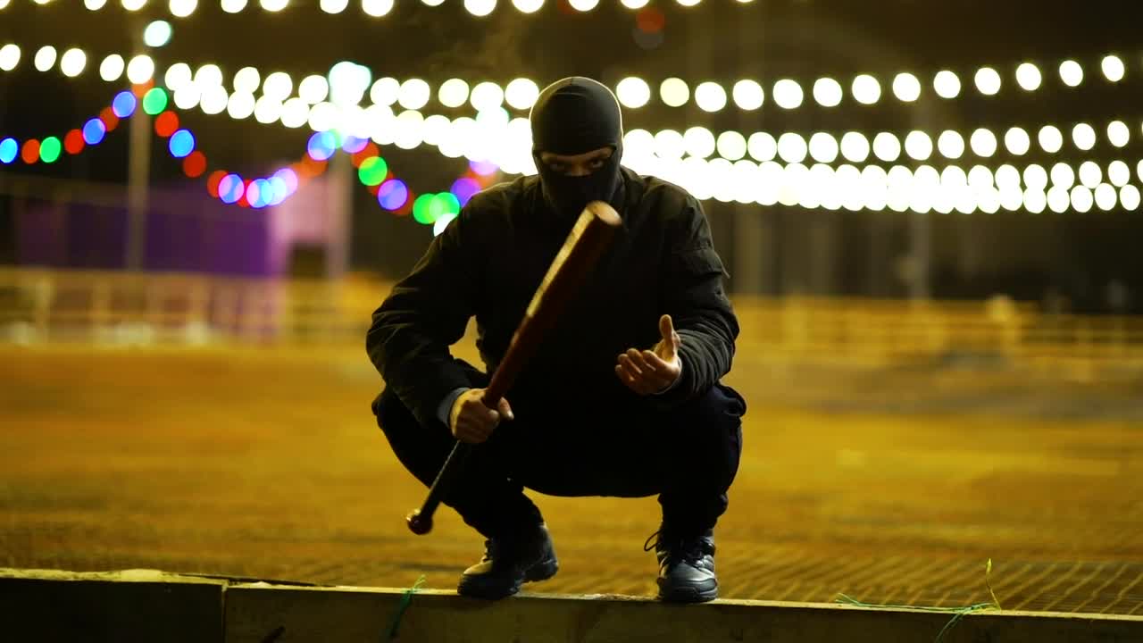 Stock Video A Menacing Thug With A Baseball Bat Live Wallpaper For PC