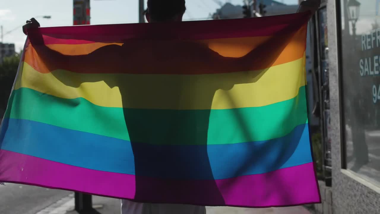 Stock Video A Man With A Rainbow Flag Live Wallpaper For PC