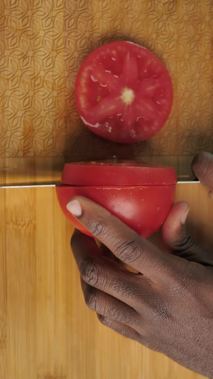 Stock Video A Man Slices A Tomato Live Wallpaper For PC