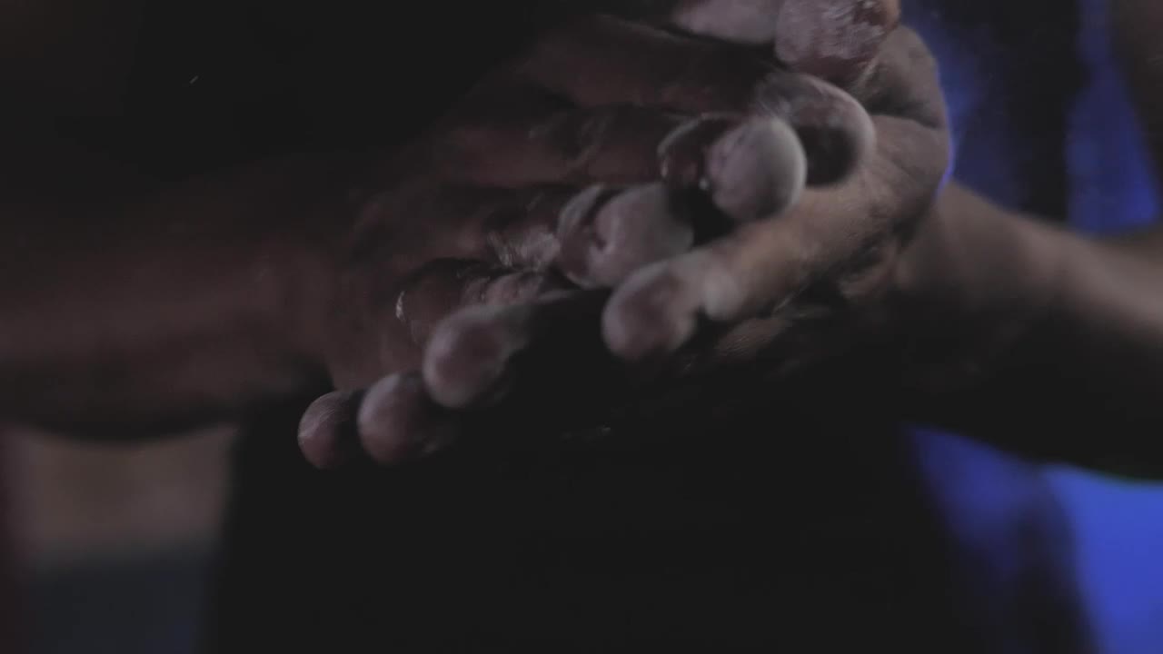 Stock Video A Man Chalking His Hands Close Up Live Wallpaper For PC