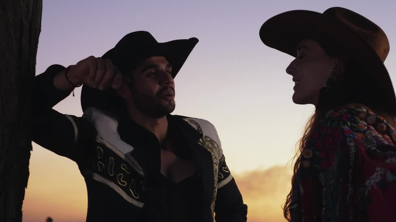 Stock Video A Man And A Woman Chatting At Sunset In A Live Wallpaper For PC