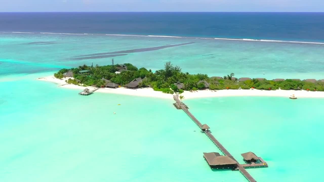 Stock Video A Luxury Tourist Island With A Pier And Bungalows Live Wallpaper For PC