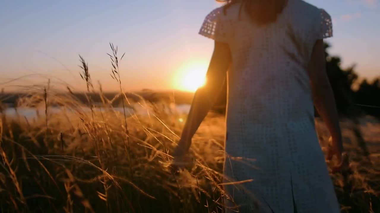 Stock Video A Little Girl In A Dress Walking And Caressing The Live Wallpaper For PC
