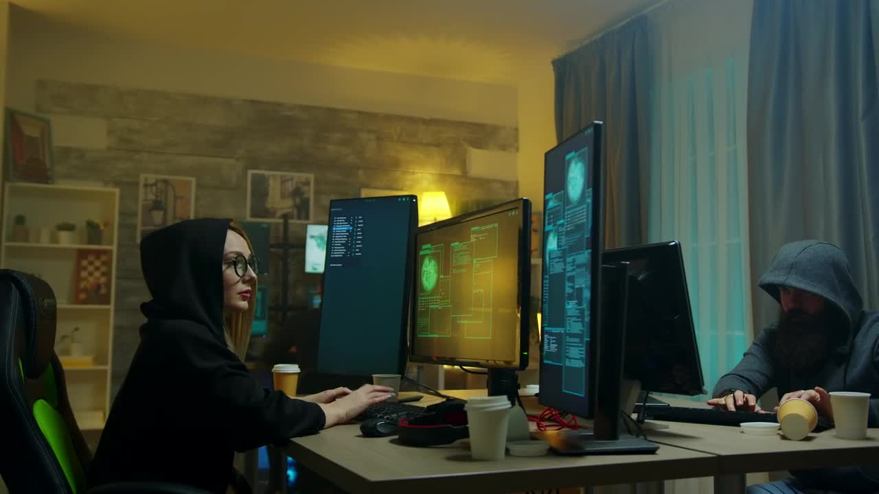 Stock Video A Group Of Hackers Celebrate Breaking In Live Wallpaper For PC