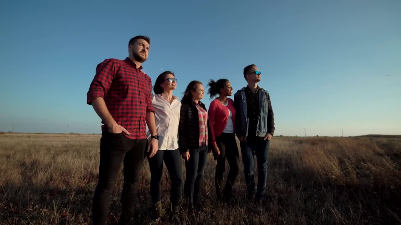 Stock Video A Group Of Friends Standing In The Countryside Live Wallpaper For PC