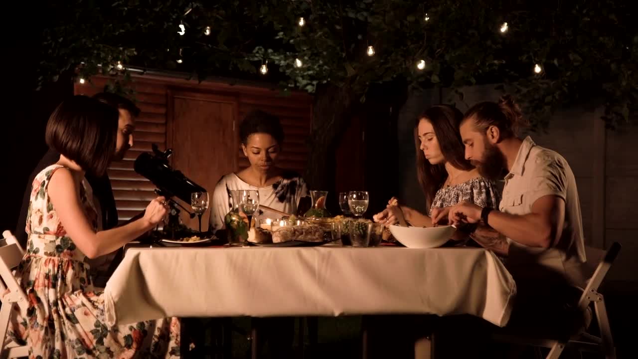 Stock Video A Group Of Friends Having Dinner In The Garden Live Wallpaper For PC