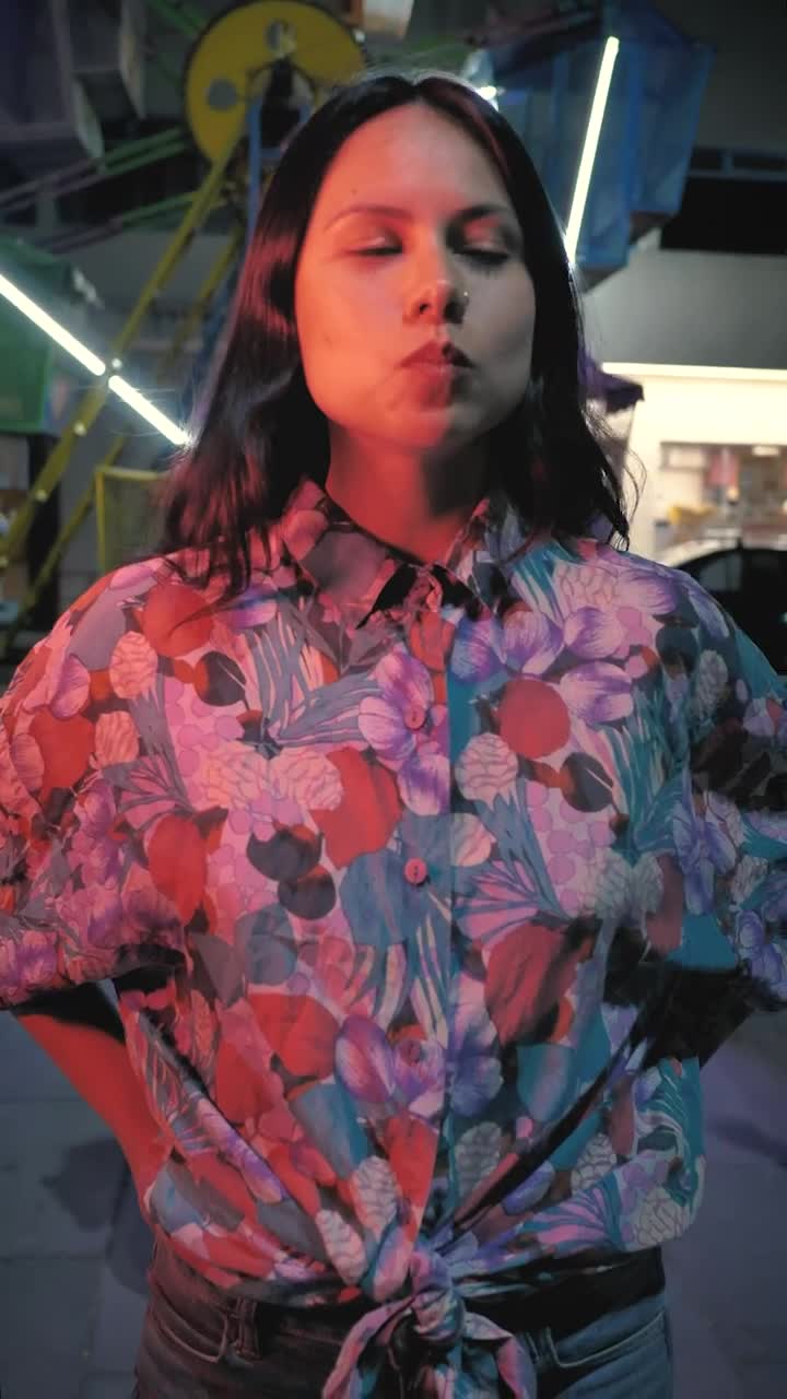 Stock Video A Girl Blowing A Bubble Gum At An Amusement Park Live Wallpaper For PC