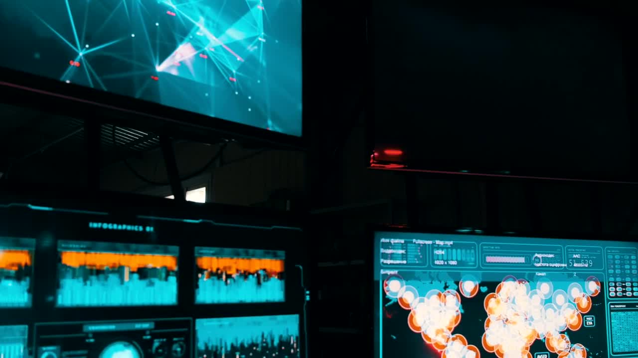 Stock Video A Futuristic Workplace With Monitors And Keyboards Live Wallpaper For PC