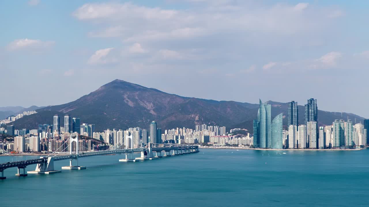 Stock Video Busan Bridge And City Skyline On A Sunny Day Live Wallpaper For PC