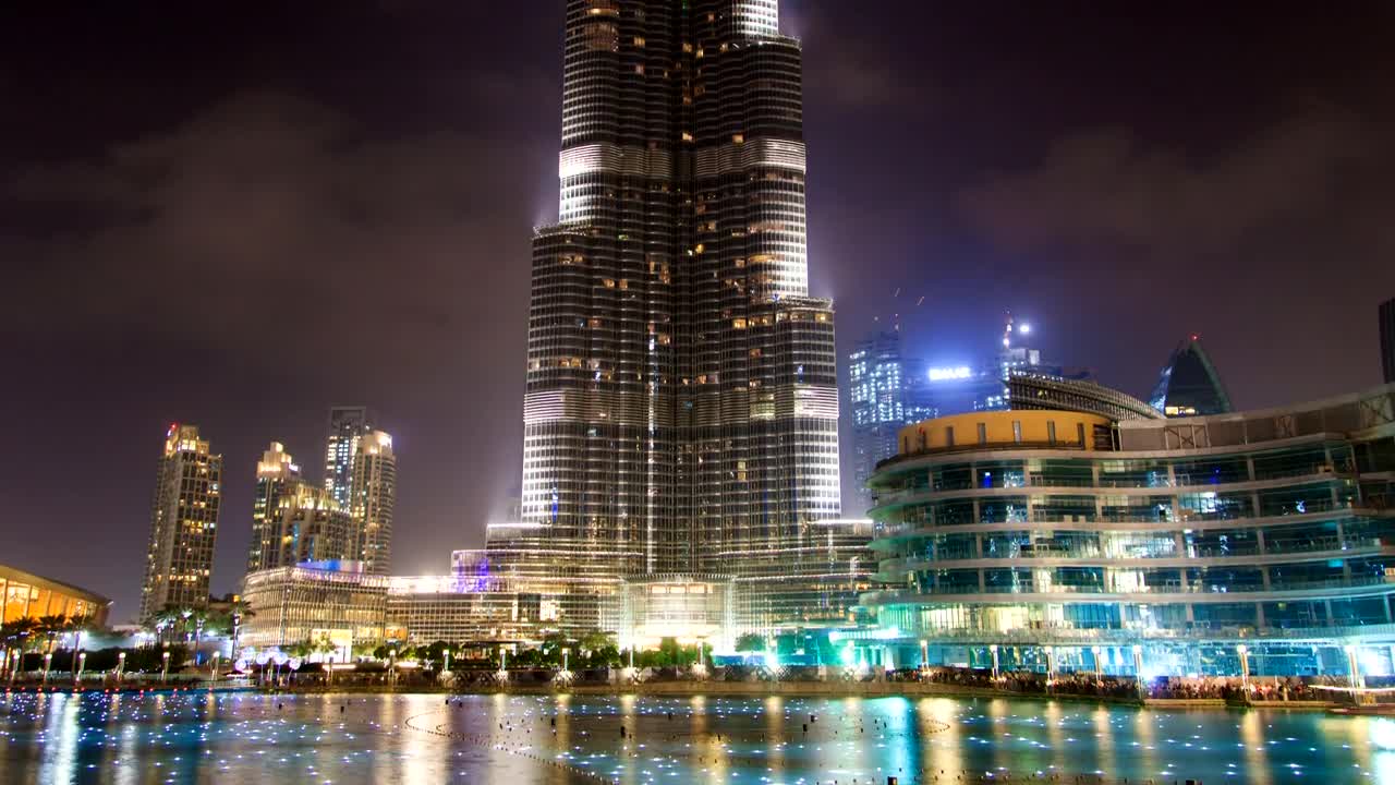 Stock Video Burj Khalifa Skyscraper At Night And Fountain Live Wallpaper For PC