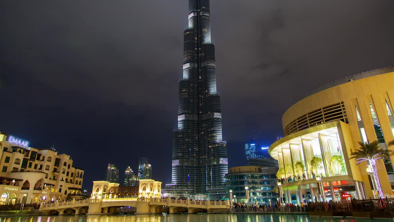 Stock Video Burj Khalifa Lit Up At Night In The City Live Wallpaper For PC