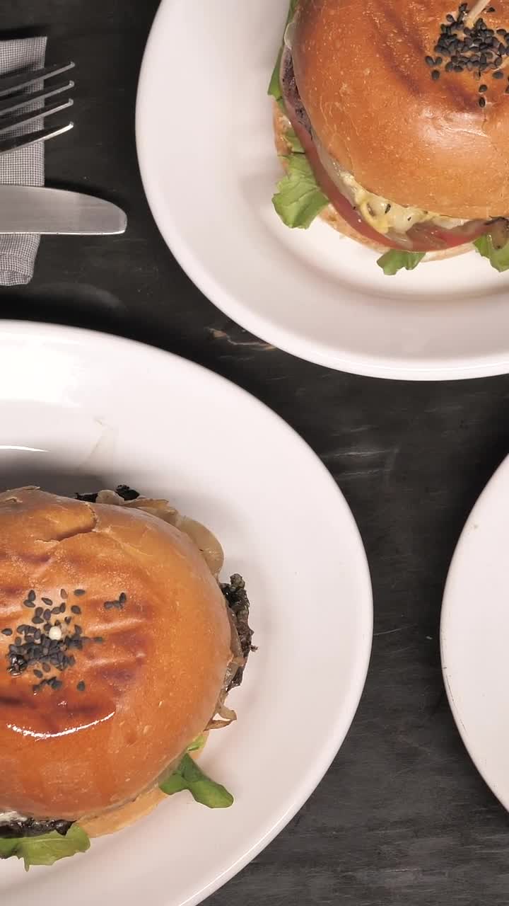 Stock Video Burgers On Plates On A Table Live Wallpaper For PC
