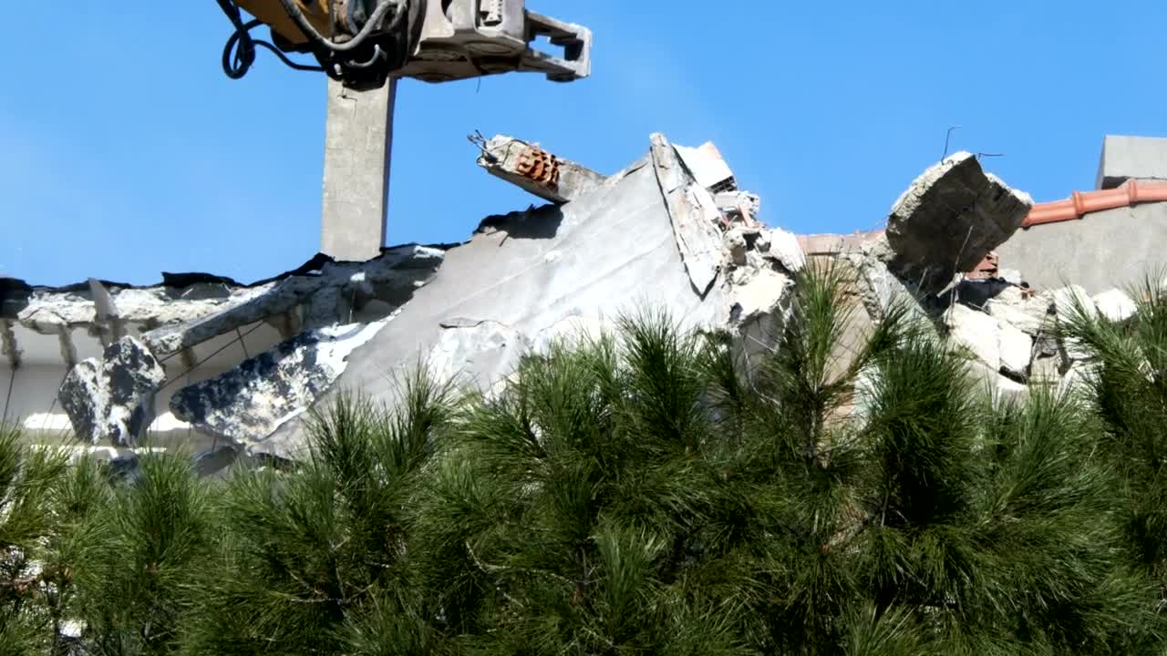 Stock Video Bulldozer Knocking Down A Construction Live Wallpaper For PC