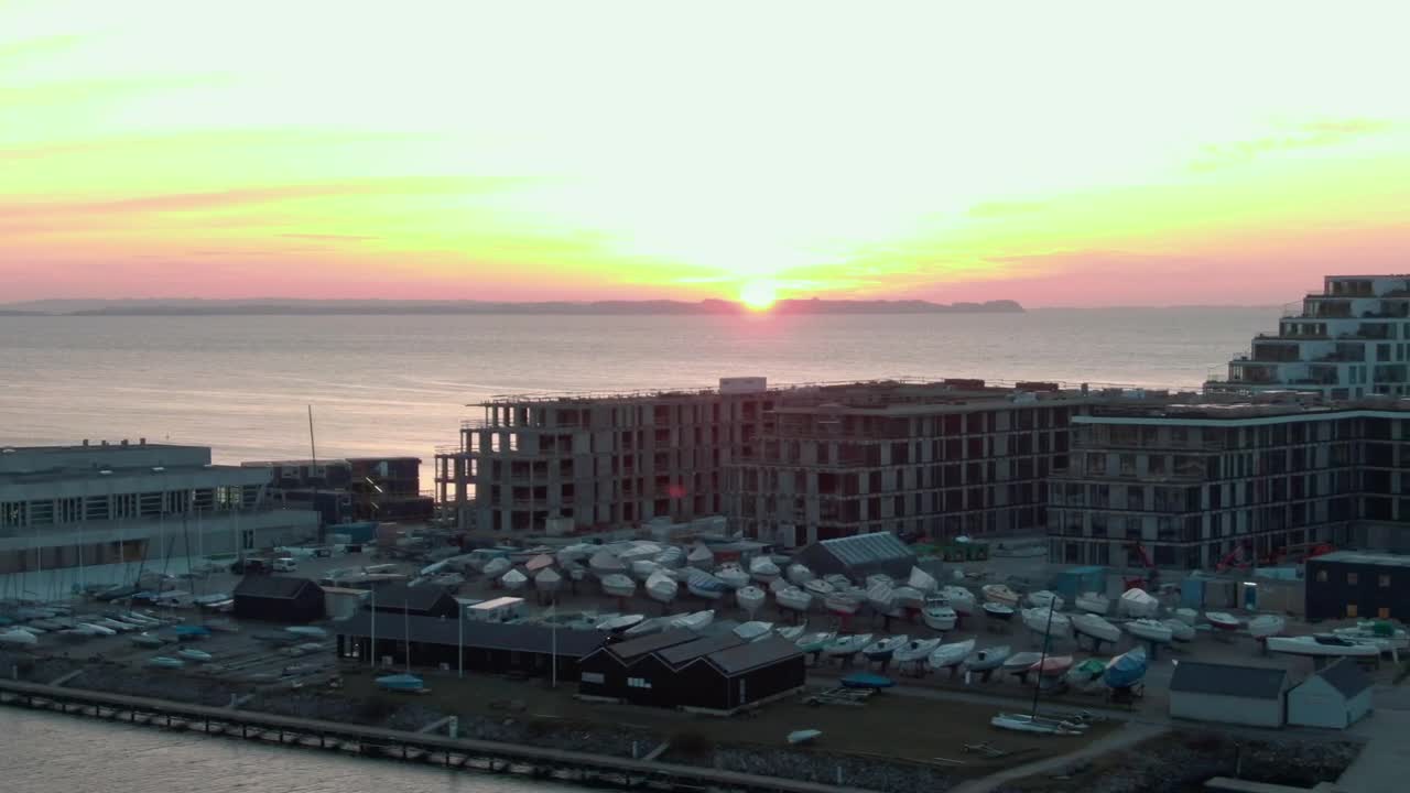 Stock Video Buildings By The Ocean At Sunset Live Wallpaper For PC