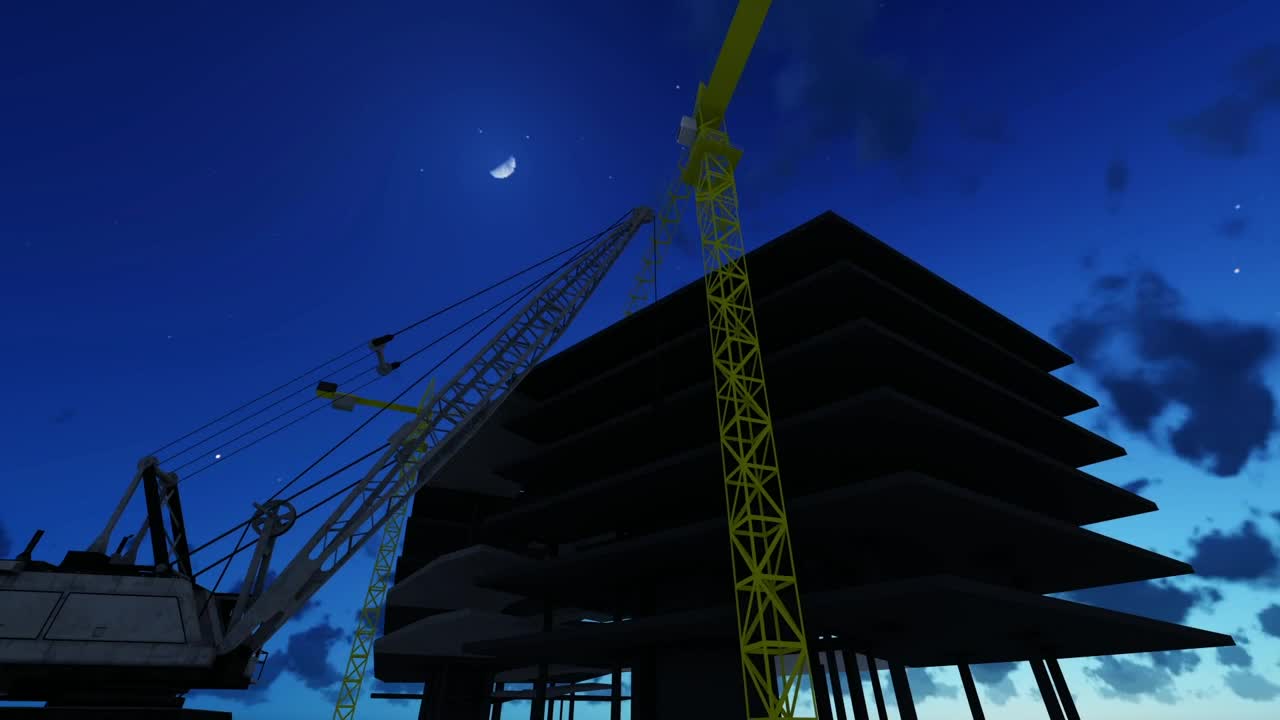 Stock Video Building Under Construction At Night Live Wallpaper For PC