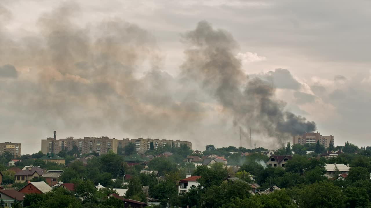 Stock Video Building On Fire In The Distance In A City Live Wallpaper For PC