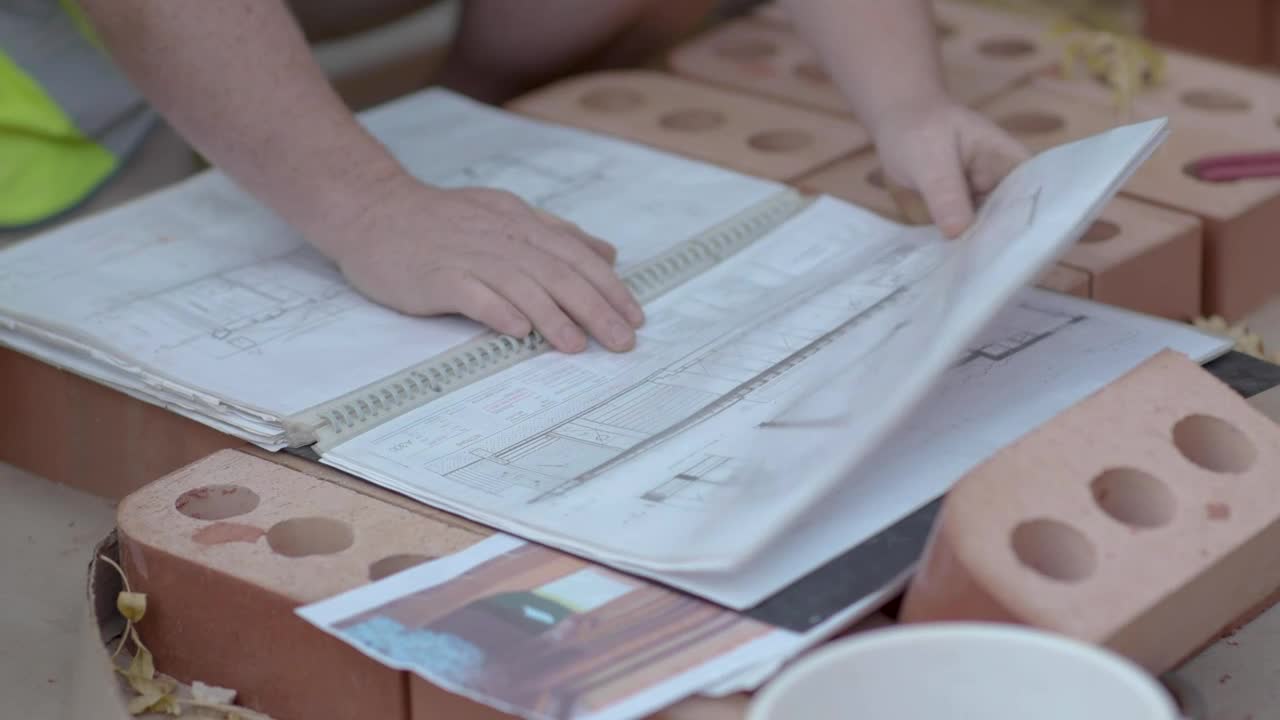 Stock Video Builders Reviewing A Construction Plan Closeup Live Wallpaper For PC