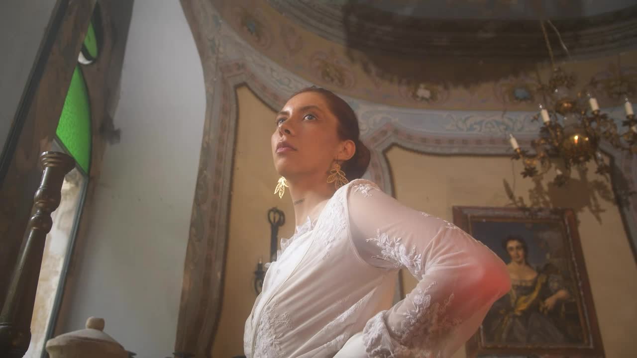 Stock Video Brunette Woman Waiting Inside A Church Live Wallpaper For PC