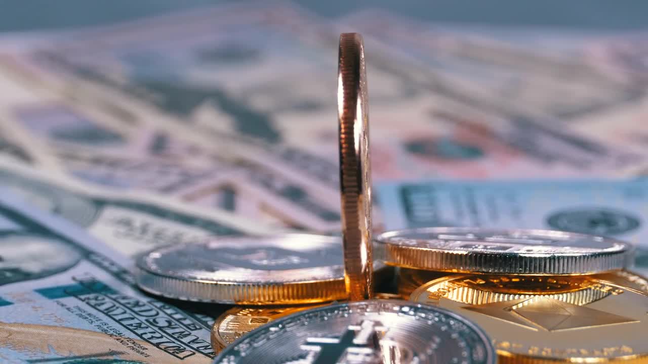 Stock Video Bronze Colored Bitcoin Close Up Live Wallpaper For PC