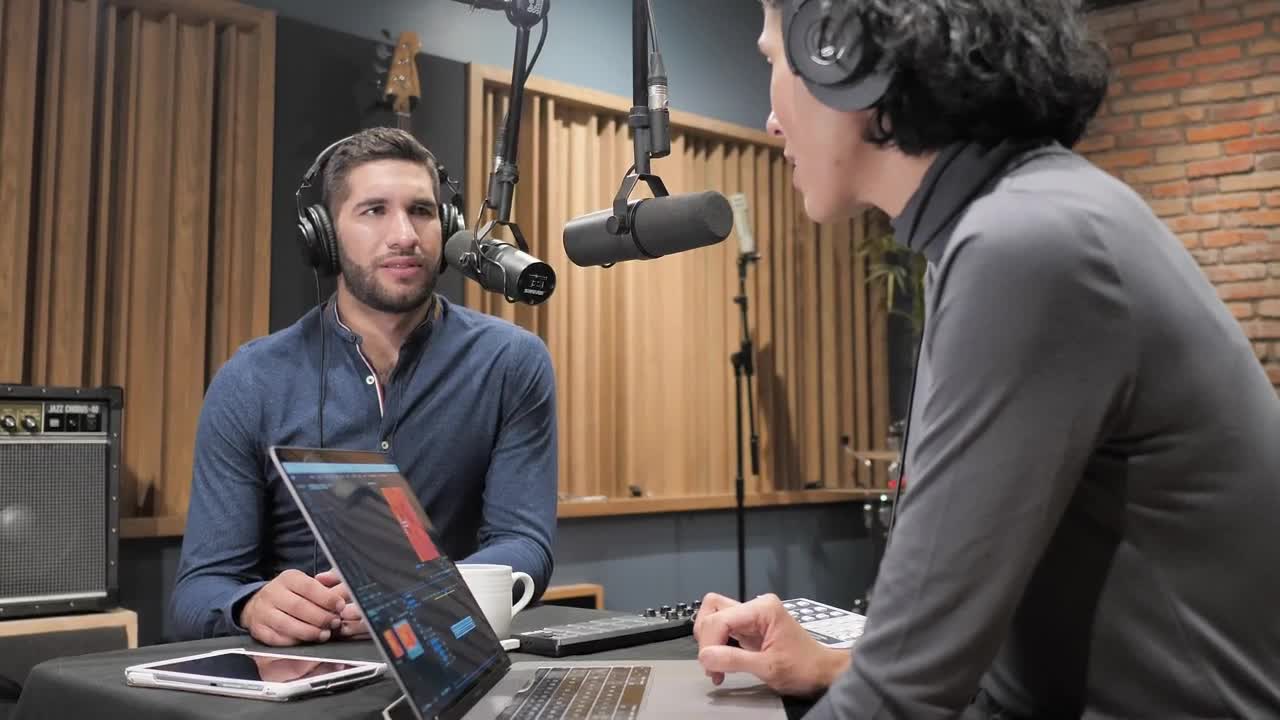 Stock Video Broadcasters Talking At Record Studio Live Wallpaper For PC