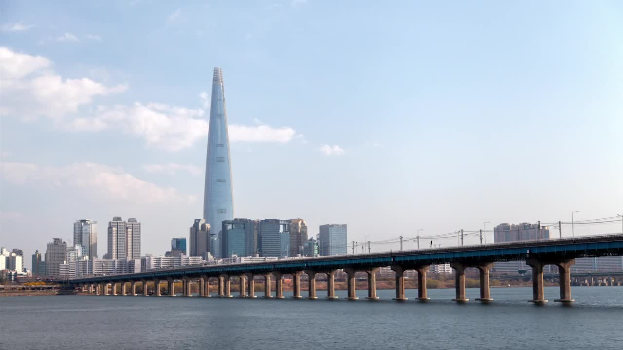 Stock Video Bridge Metro Traffic Time Lapse With City Skyline Live Wallpaper For PC