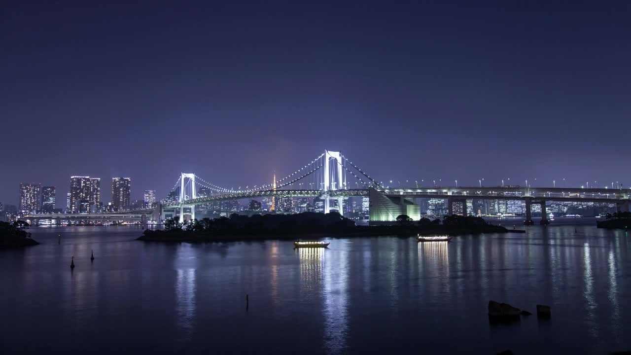 Stock Video Bridge And Boats At Night Time Lapse Live Wallpaper For PC