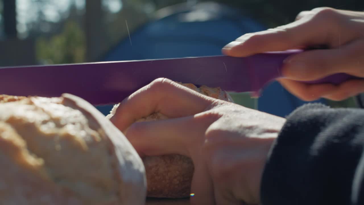 Stock Video Breaking Bread In A Campsite Live Wallpaper For PC