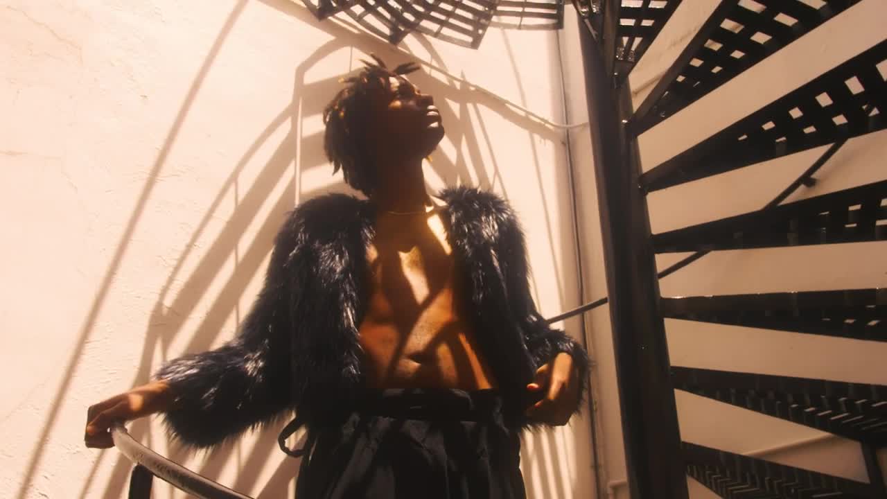 Stock Video Boy Posing Captivatingly On A Spiral Staircase Live Wallpaper For PC