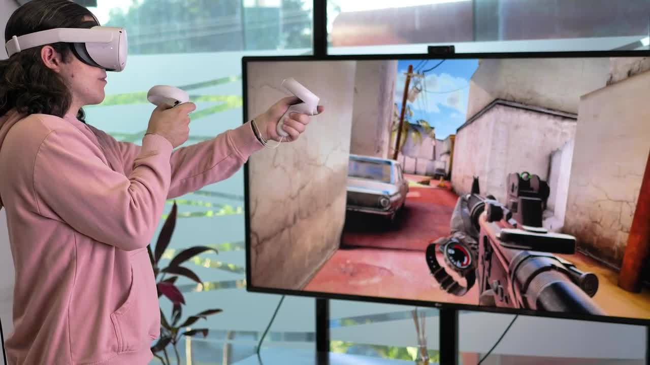 Stock Video Boy Playing A Vr Shooting Game Live Wallpaper For PC