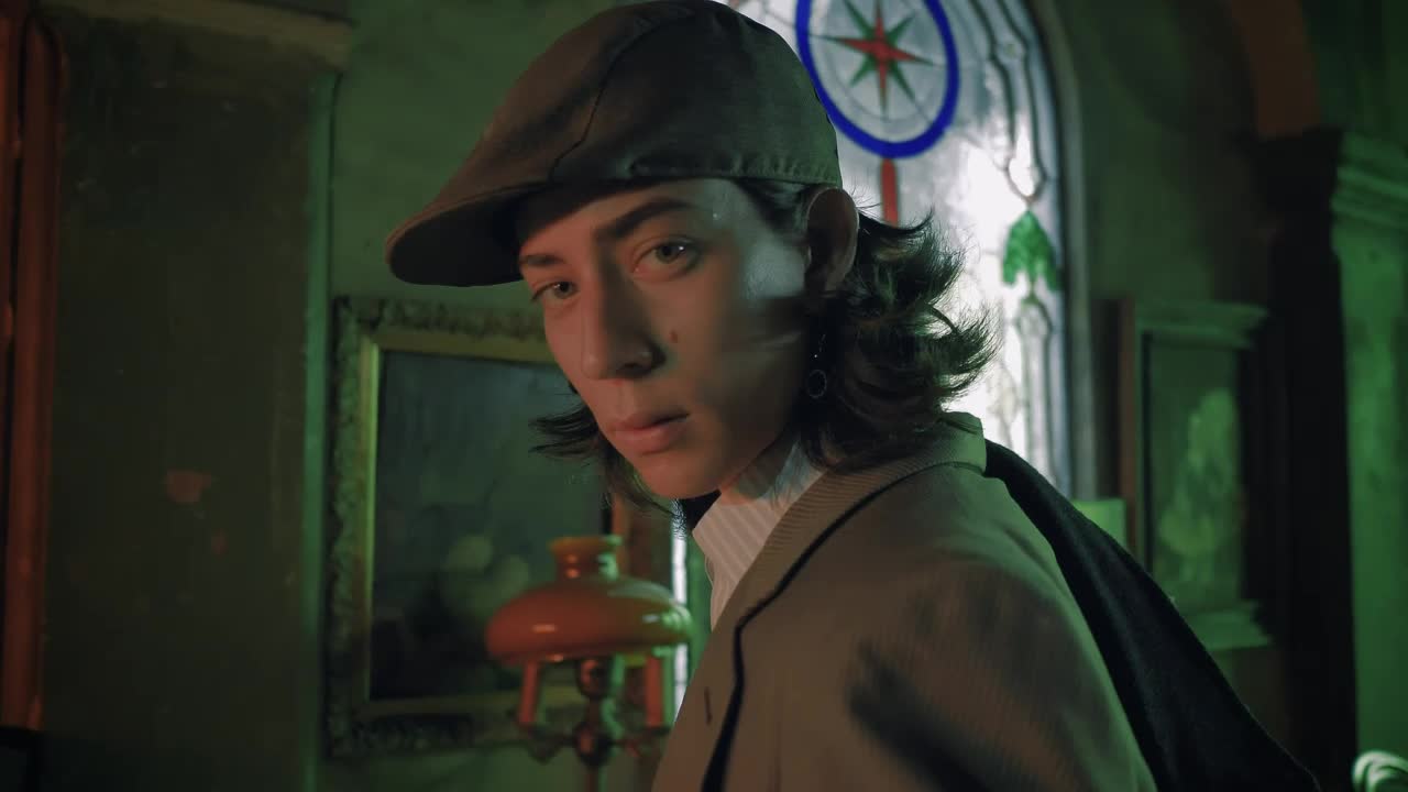 Stock Video Boy Modeling Old Style In A Suit And Coat Live Wallpaper For PC