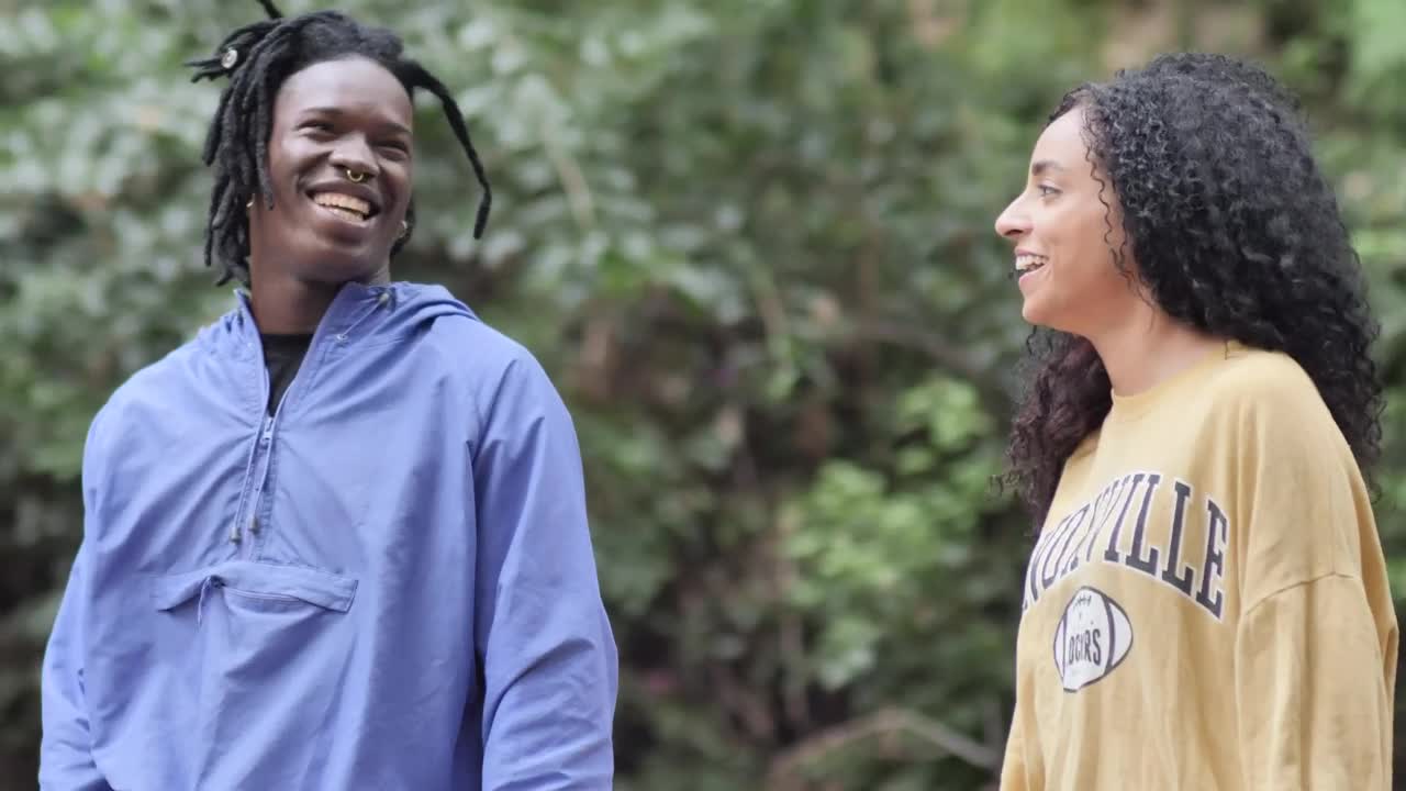 Stock Video Boy And Girl Walking Talking And Laughing In A Park Live Wallpaper For PC