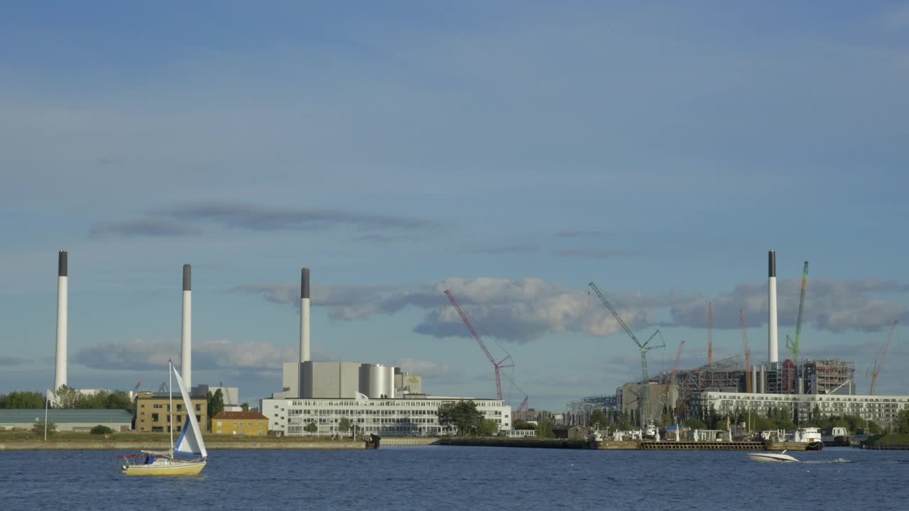 Stock Video Boats Heading Past An Industrial Port Live Wallpaper For PC