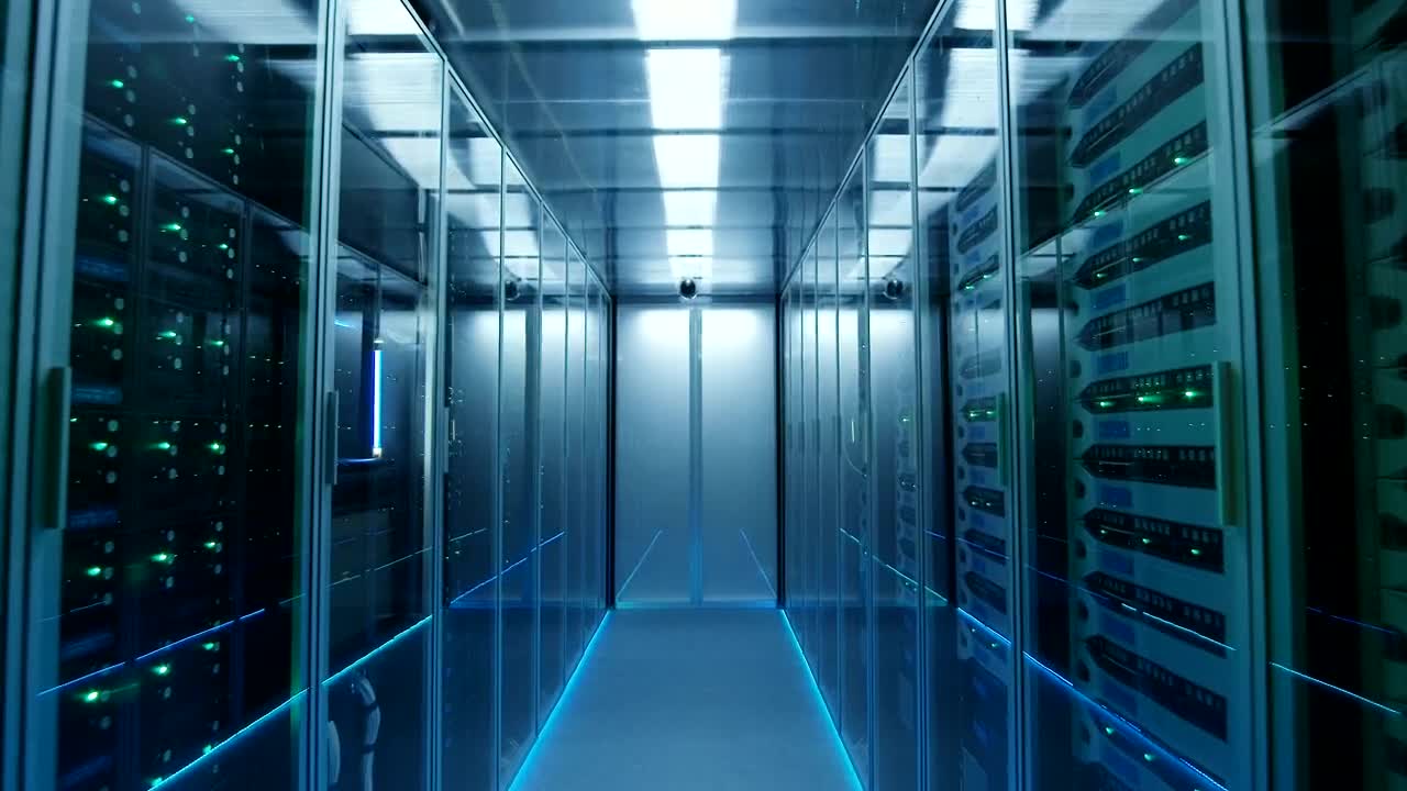 Stock Video Bluish Data Center Hallway Live Wallpaper For PC