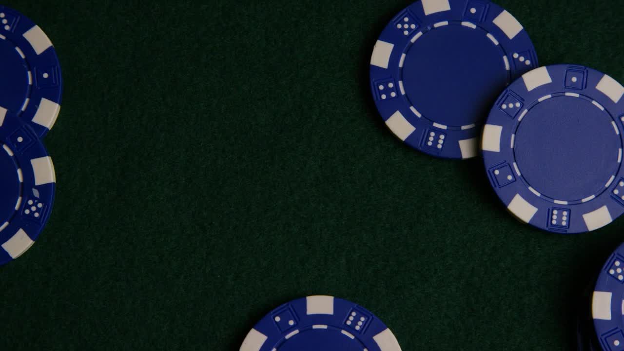 Stock Video Blue Casino Chips On A Green Surface Live Wallpaper For PC