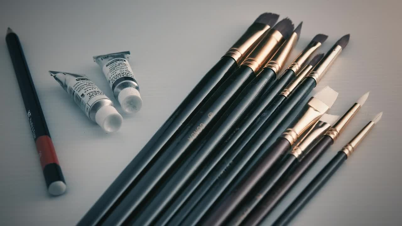 Stock Video Blue Brushes Tubes Of Paint And A Pencil Live Wallpaper For PC