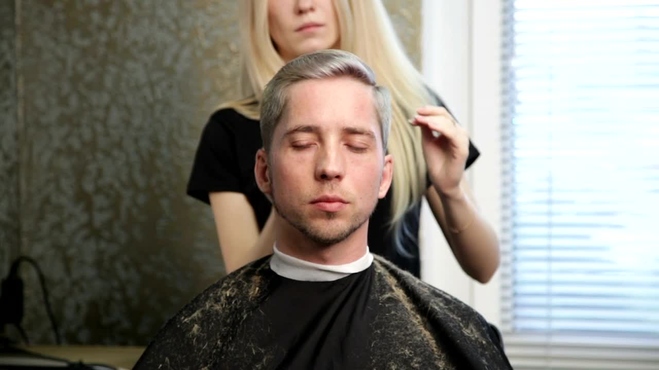 Stock Video Blonde Woman Cutting Hair Live Wallpaper For PC